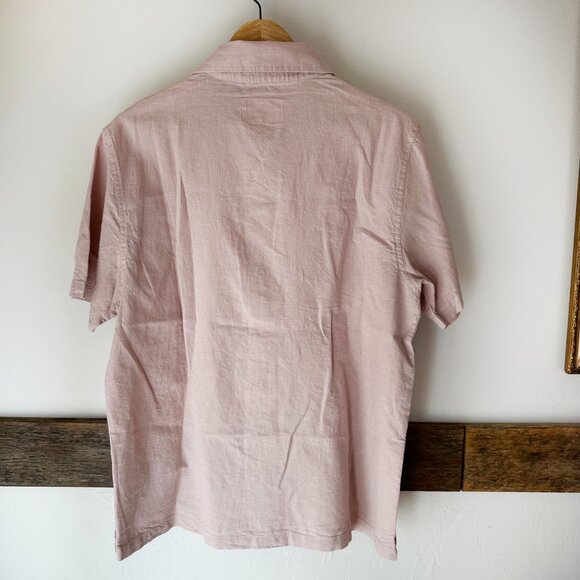 NWT Folk Men's Linen Blend Shirt Tropical Pale Pink White M NEW Short Sleeve - Picture 8 of 8
